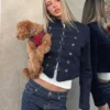 Denim-takki, edessä napit – #Bershkastyle – Naiset