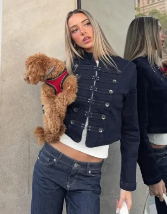Denim-takki, edessä napit – #Bershkastyle – Naiset