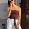Edessä solmittava bandeau-toppi – #Bershkastyle – Naiset