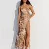 Eläinprinttinen tylli-midimekko