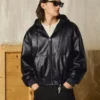 Faux Leather Jacket with Hood – Takit