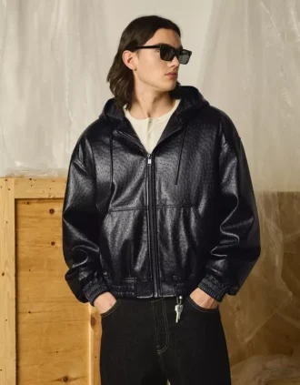 Faux Leather Jacket with Hood – Takit