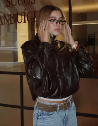 Faux Leather pliseerattu takki