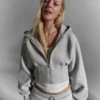 Korkeavyötäröinen vetoketjullinen huppari – #Bershkastyle – Naiset