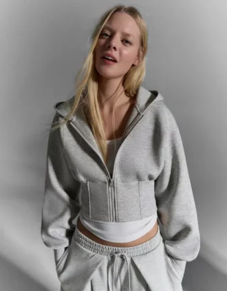 Korkeavyötäröinen vetoketjullinen huppari – #Bershkastyle – Naiset