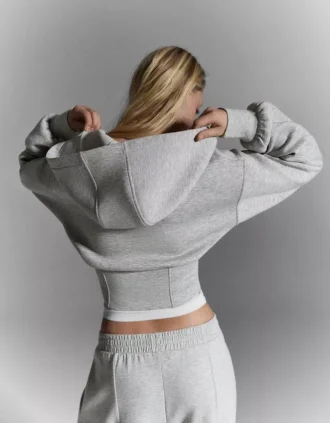 Korkeavyötäröinen vetoketjullinen huppari – #Bershkastyle – Naiset