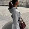 Korkeavyötäröinen vetoketjullinen huppari – #Bershkastyle – Naiset