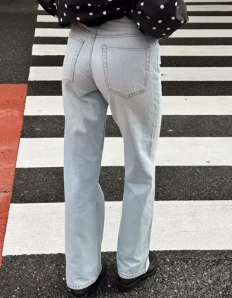 Korkeavyötäröiset, Wide Leg suorat farkut – Housut