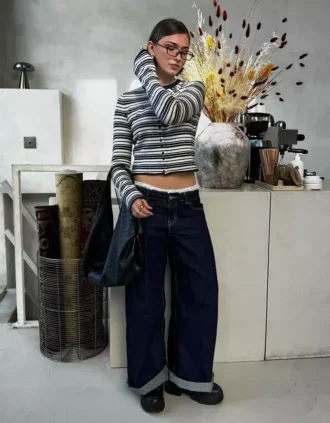 Matala vyötäröiset Wide Leg farkut