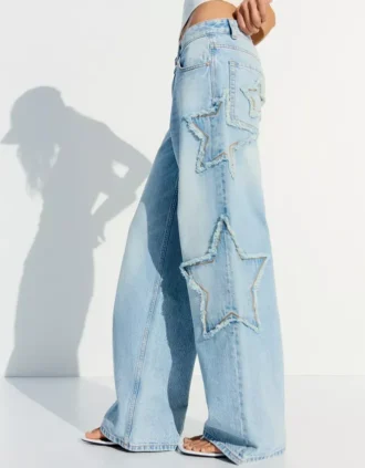 Matalan vyötärön boyfriend-farkut, joissa on tähtiä