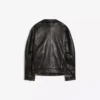 Naisten Leather Funnel Neck Takki