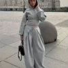 Neopreenivaikutteiset Wide Leg housut, joissa on kiristysnauhat – #Bershkastyle – Naiset
