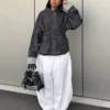 Oversize teksturoitu Denim-takki