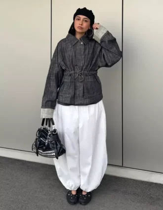 Oversize teksturoitu Denim-takki