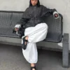 Oversize teksturoitu Denim-takki