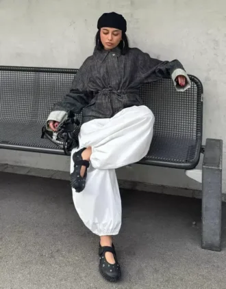 Oversize teksturoitu Denim-takki