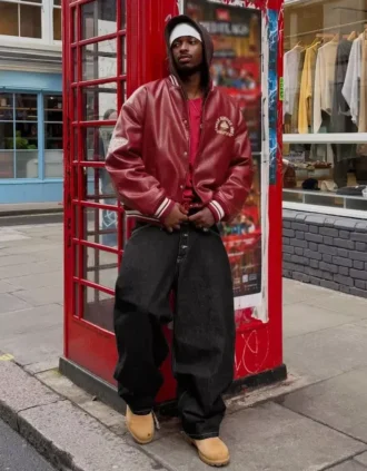 Painettu Faux Leather bomber-takki