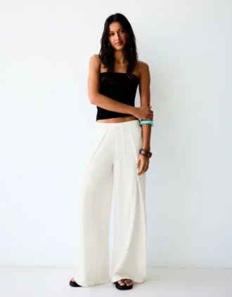 Rustic-malliset Wide Leg-housut, joissa on laskokset
