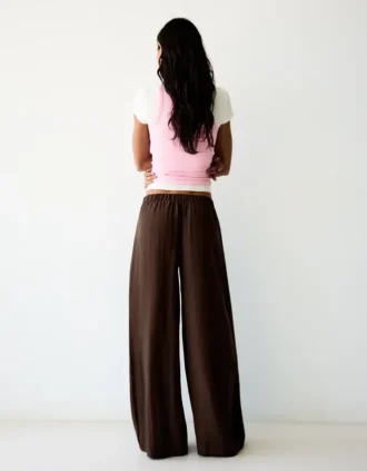 Rustic-malliset Wide Leg-housut, joissa on laskokset
