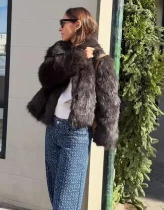 Tekoturkisesta valmistettu takki – #Bershkastyle – Naisten