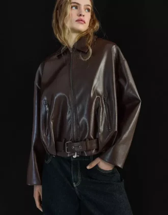 Vyötäröinen Faux Leather bomber-takki – Takit ja trenssit