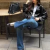 Vyötäröinen Faux Leather bomber-takki – Takit ja trenssit – Naiset