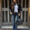Vyötäröinen Faux Leather bomber-takki – Takit ja trenssit – Naiset