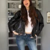 Vyötäröinen Faux Leather bomber-takki – Takit ja trenssit – Naiset