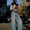 Wide Leg Low-Rise Jeans – Housut